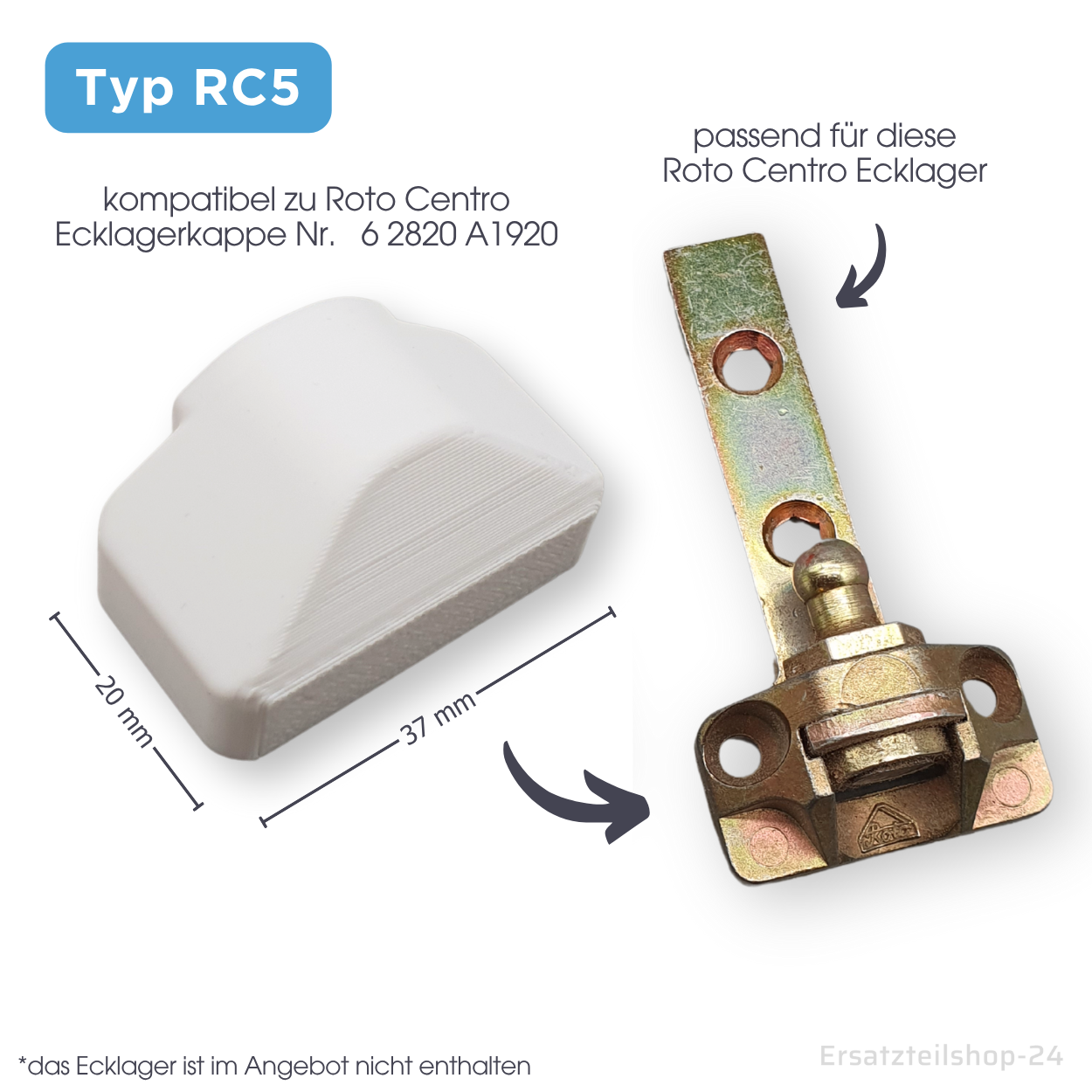 Abdeckkappen, passend für ROTO Centro 100 Fenster Ecklager Beschlag