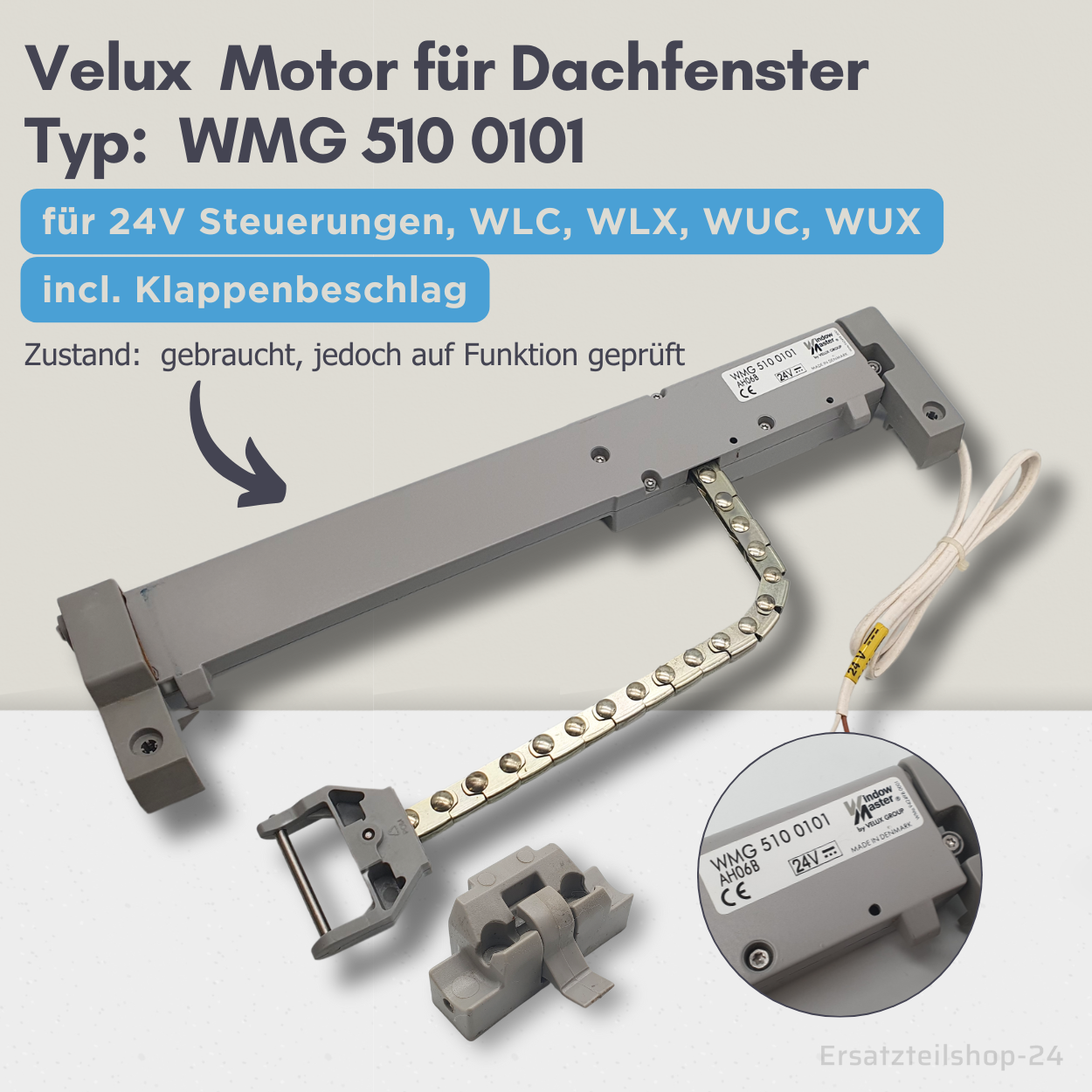 VELUX Motor, WMG 510 01 01, für Dachfenster, gebraucht #561