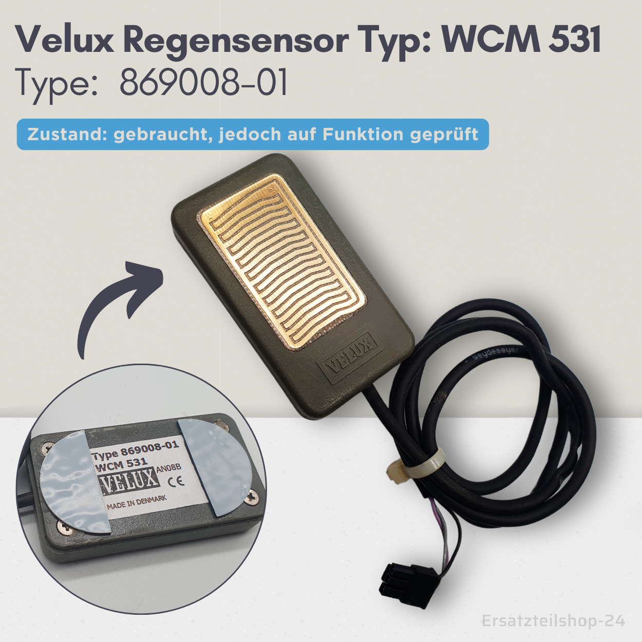 VELUX Regensensor Typ WCM 531 Type 869008-01 für Velux Integra Dachfenster, gebraucht #586