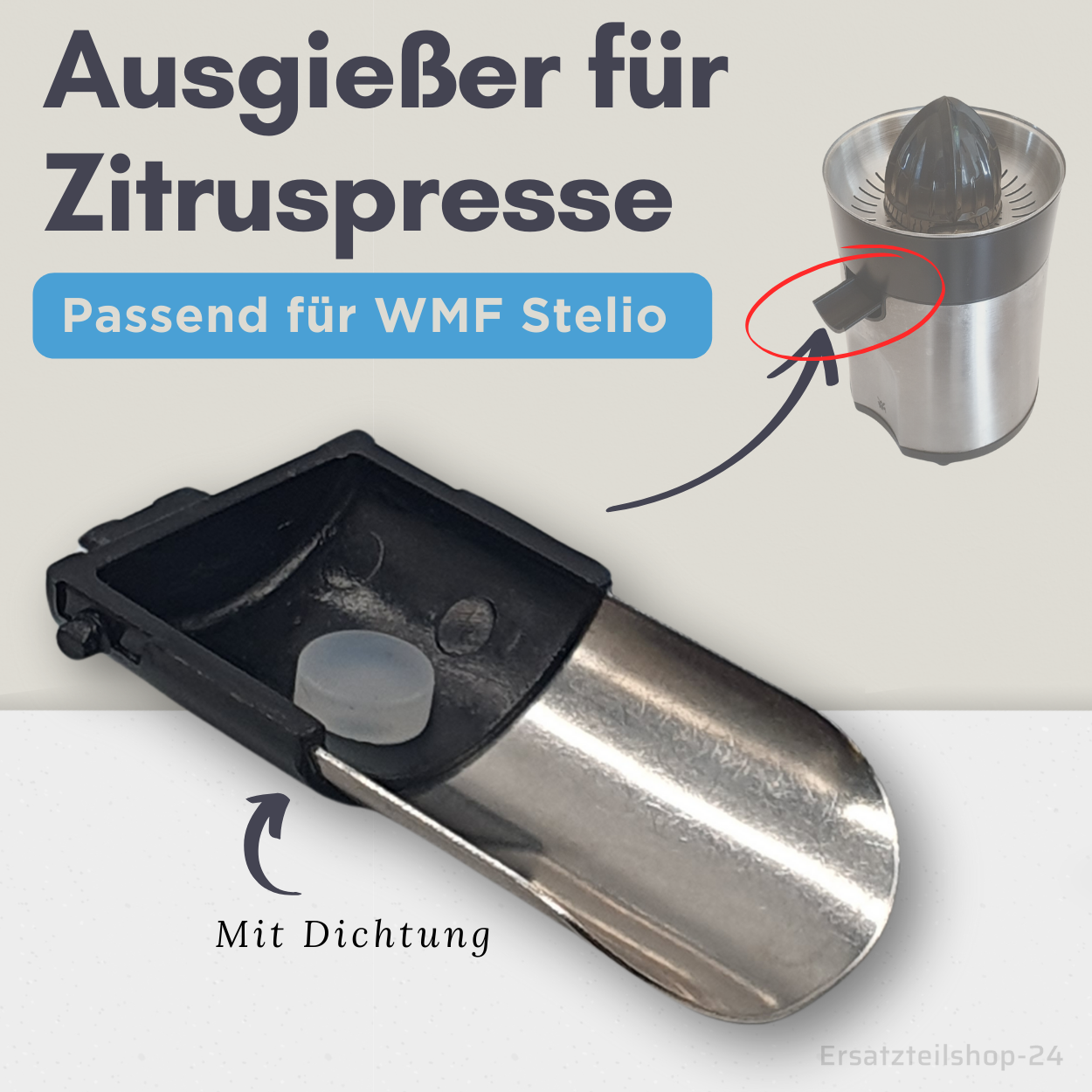 Ersatz Ausgießer für Zitruspresse WMF STELIO juicer, mit Dichtung, Original Ersatzteil