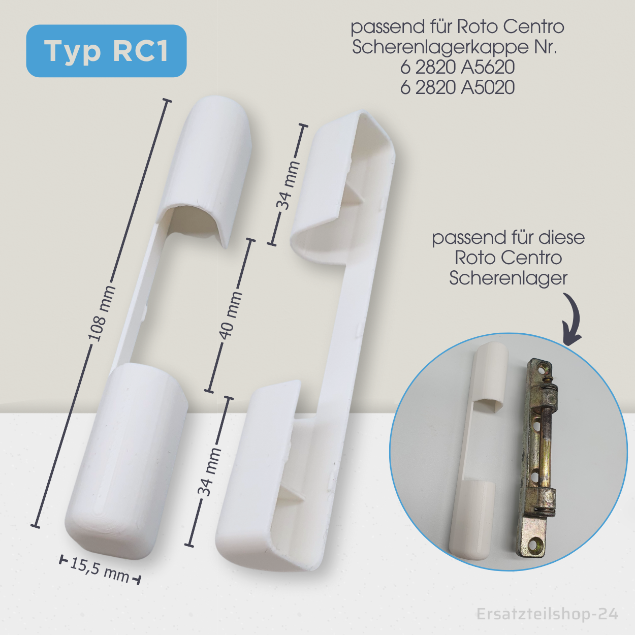 Abdeckkappen, passend für ROTO Centro 100 Fenster Beschlag Scherenlagerkappen