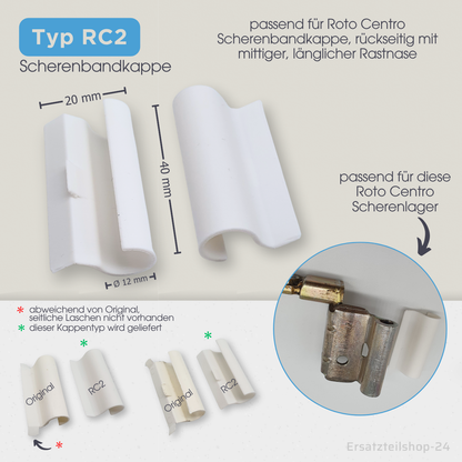 Abdeckkappen, passend für ROTO Centro 100 Fenster Beschlag Scherenlagerkappen