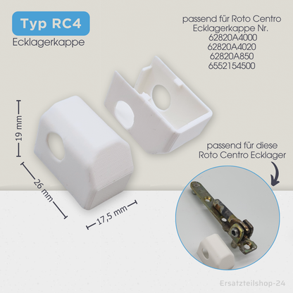 Abdeckkappen, passend für ROTO Centro 100 Fenster Beschlag Scherenlagerkappen