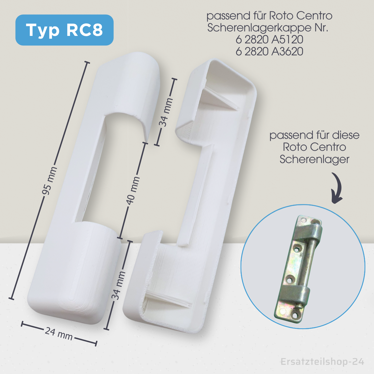 Abdeckkappen, passend für ROTO Centro 100 Fenster Beschlag Scherenlagerkappen