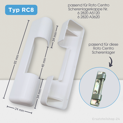 Abdeckkappen, passend für ROTO Centro 100 Fenster Beschlag Scherenlagerkappen