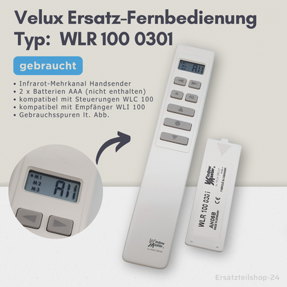Velux Ersatz-Fernbedienung WLR 100 0301, für Dachfenster, gebraucht #537
