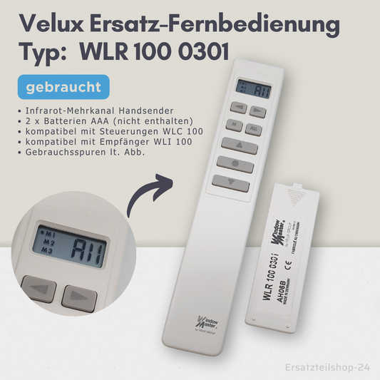 Velux Ersatz-Fernbedienung WLR 100 0301, für Dachfenster, gebraucht #537