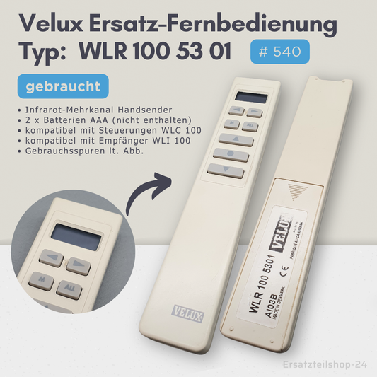 Velux Ersatz Fernbedienung WLR 100 5301, Farbe weiß, ohne Batterien