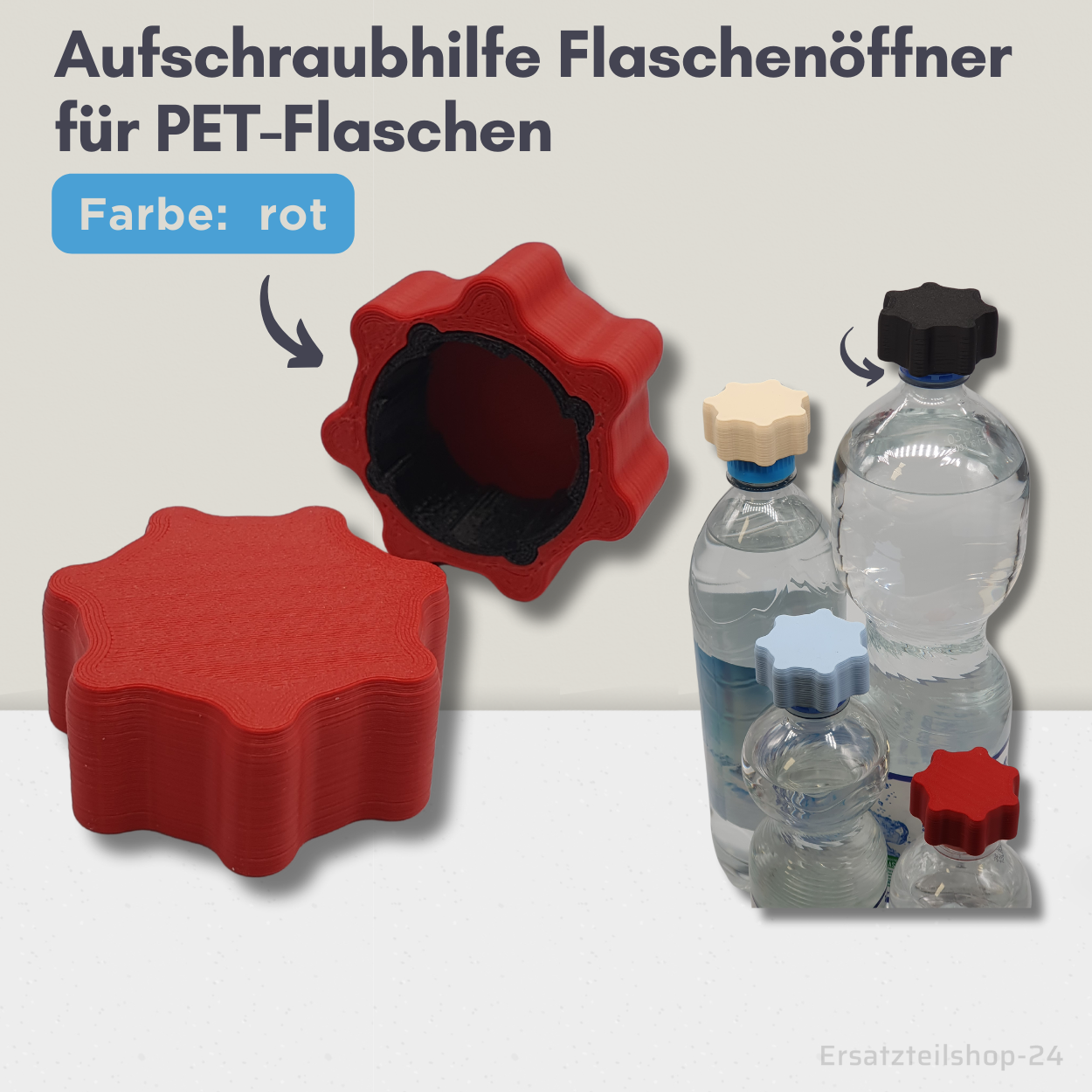 PET Aufschraubhilfe, Flaschenöffner Hilfe für Schraubverschluss, 6 Farben zur Wahl