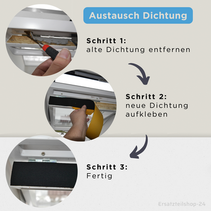 Fenster Dichtung, 44 / 54mm Breite,f. Velux Dachfenster Lüftungsklappen - Länge / Breite wählbar