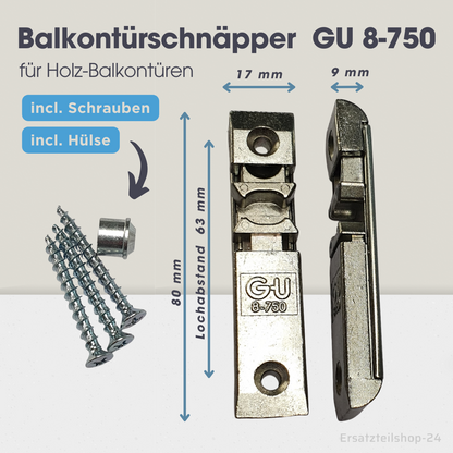 GU Balkontürschnäpper 8-750, Schnäpper incl.Schrauben und Hülse, Ersatzteil