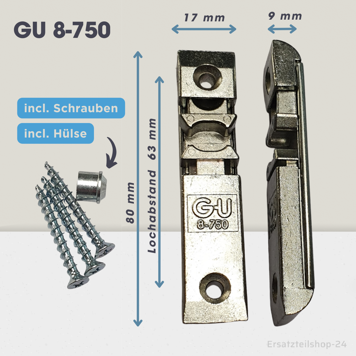 GU Balkontürschnäpper 8-750, Schnäpper incl.Schrauben und Hülse, Ersatzteil