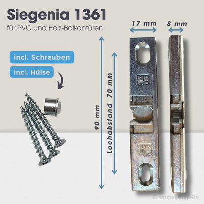 Balkontürschnäpper Siegenia 1361, incl.Schrauben u. Hülse, Schnäpper Ersatzteil