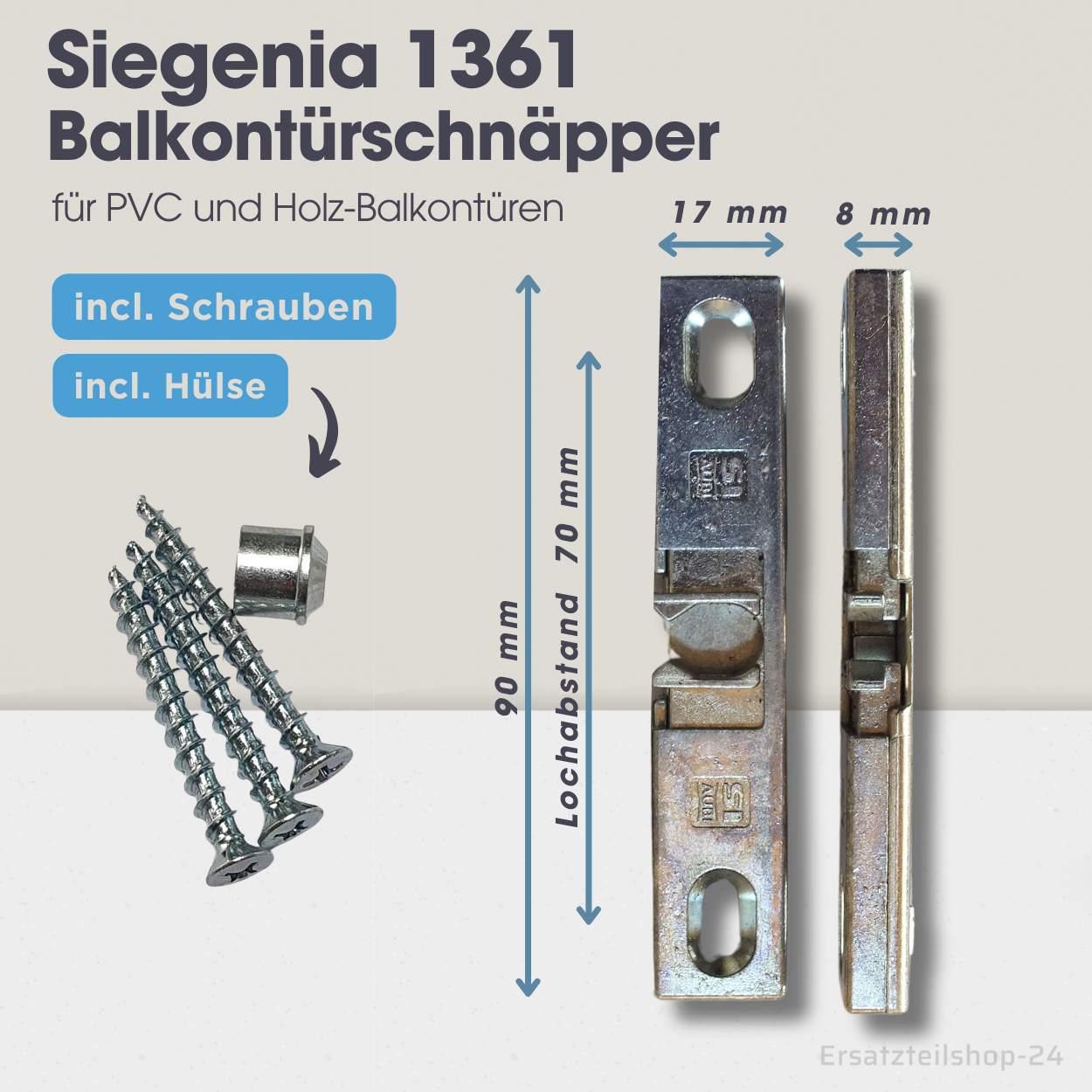 Balkontürschnäpper Siegenia 1361, incl.Schrauben u. Hülse, Schnäpper Ersatzteil