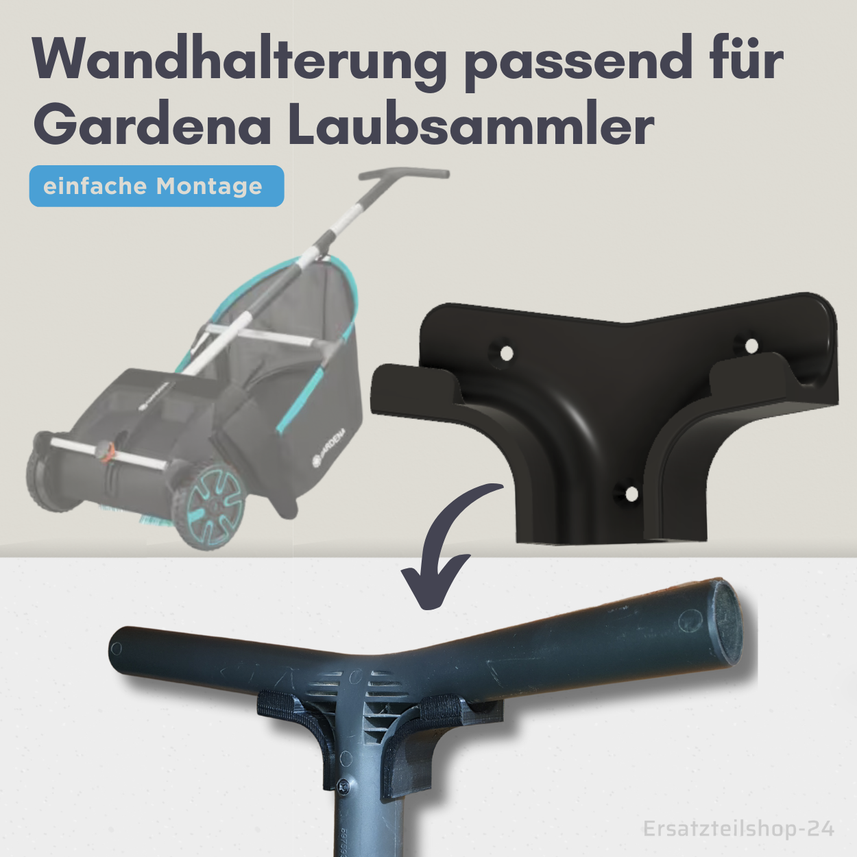 Wandhalterung passend für Gardena Laubsammler 03565, Zubehör Halter Wandmontage