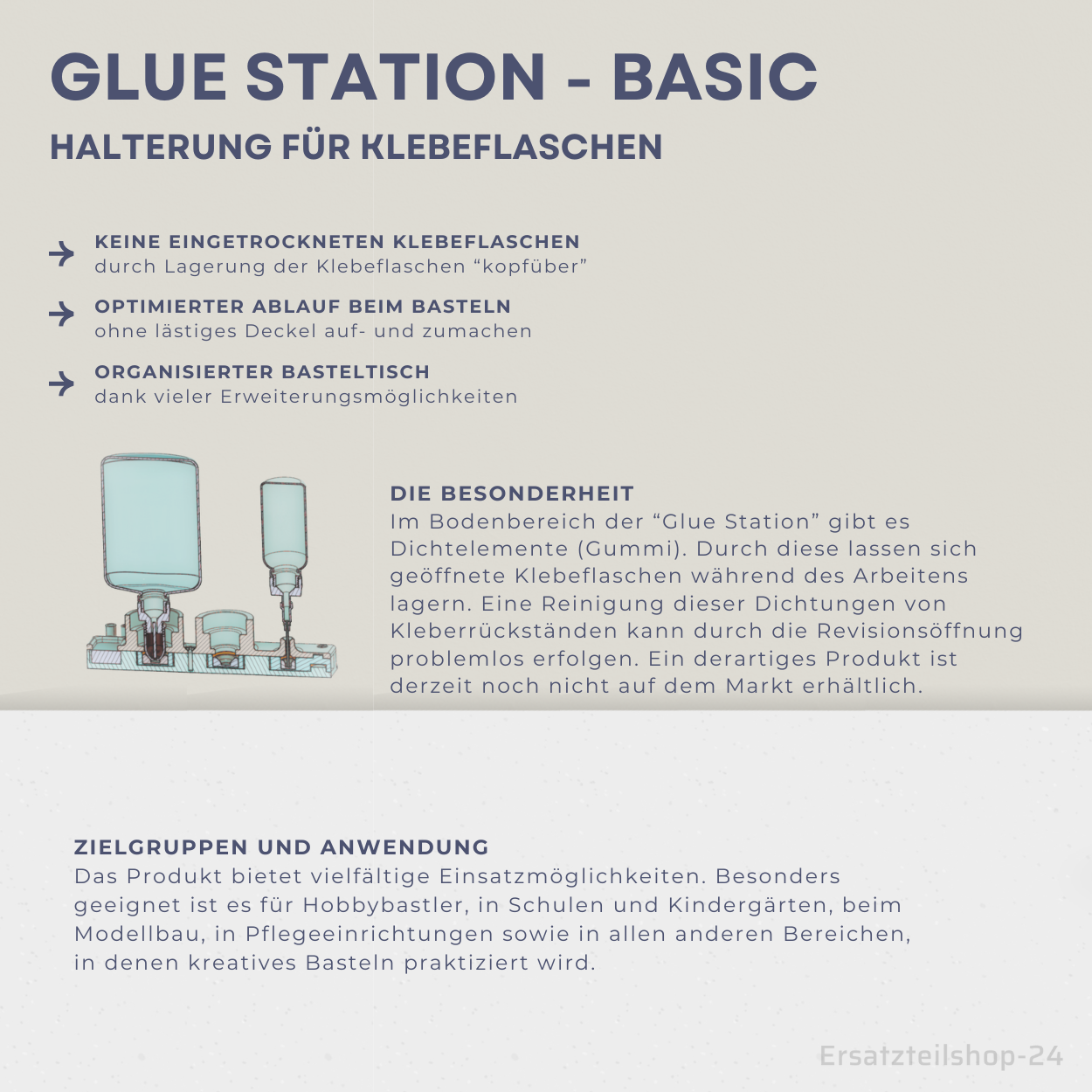 Glue Station - BASIC, Halterung für Klebeflaschen u. Bastelkleber, 12 Farben wählbar