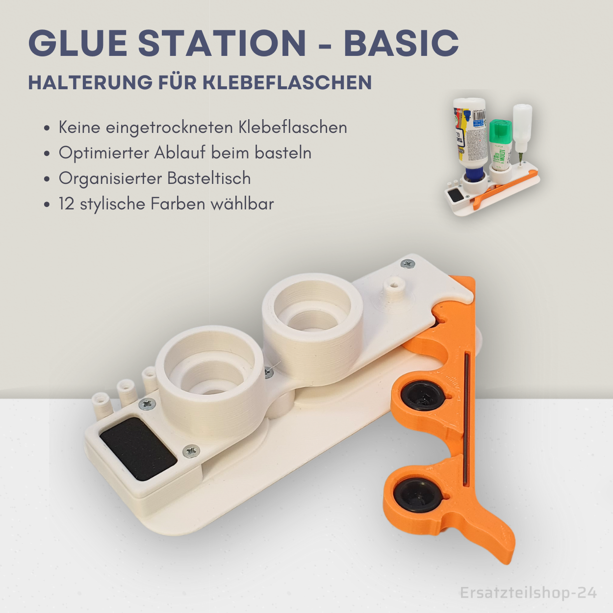 Glue Station - BASIC, Halterung für Klebeflaschen u. Bastelkleber, 12 Farben wählbar