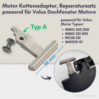 Reparatursatz Kettenanschluss, passend für Velux Dachfenster Motor, Typ wählbar