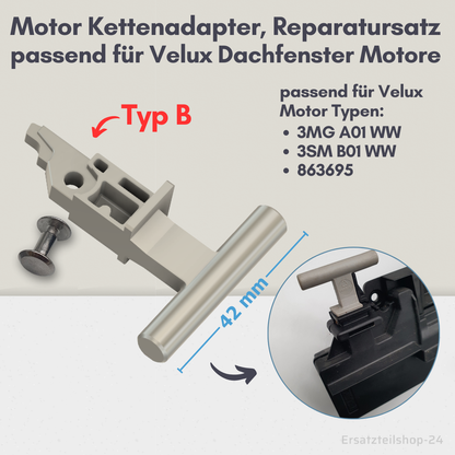Reparatursatz Kettenanschluss, passend für Velux Dachfenster Motor, Typ wählbar
