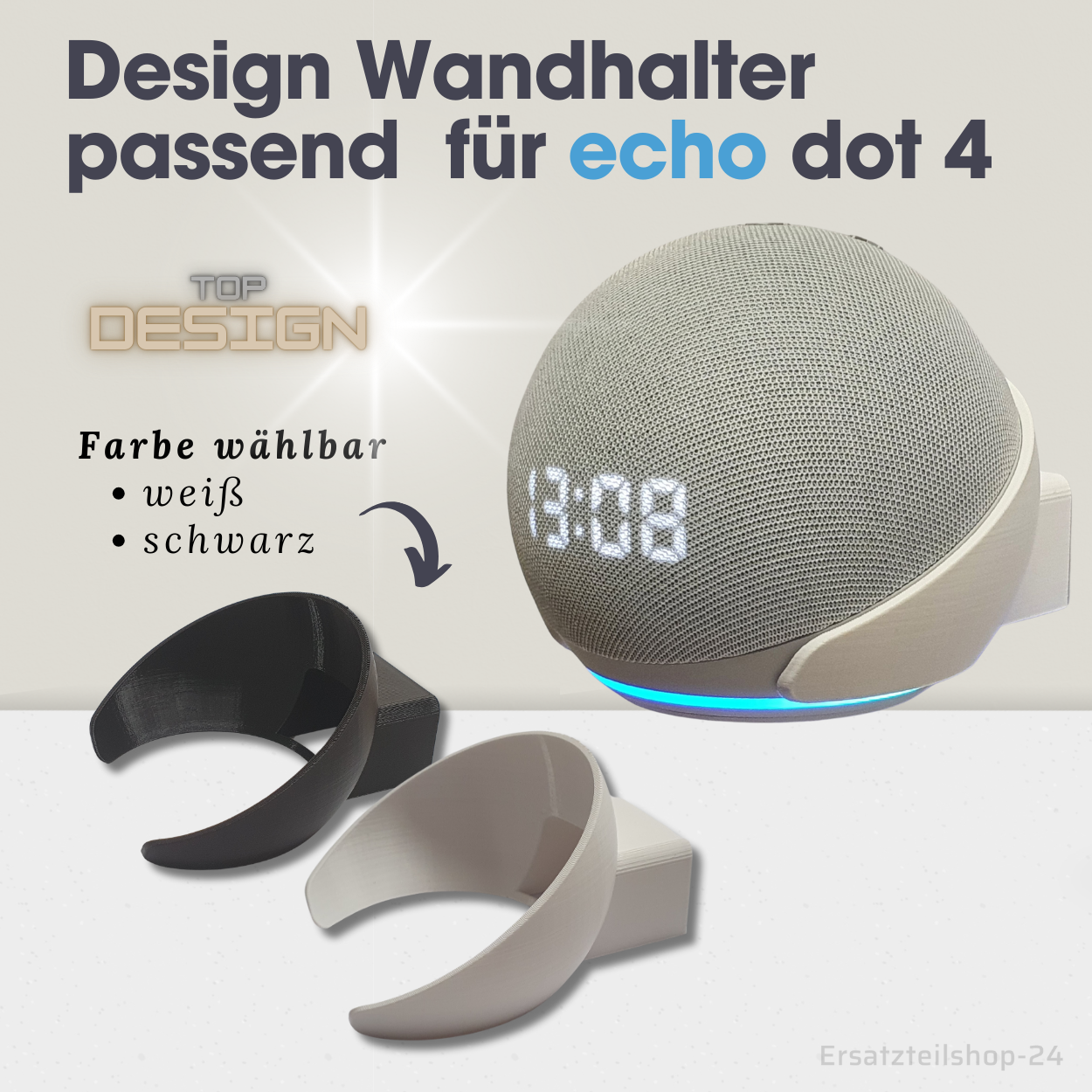 Design Wandhalter passend für AMAZON Echo Dot 4, wahlweise 3 Farben