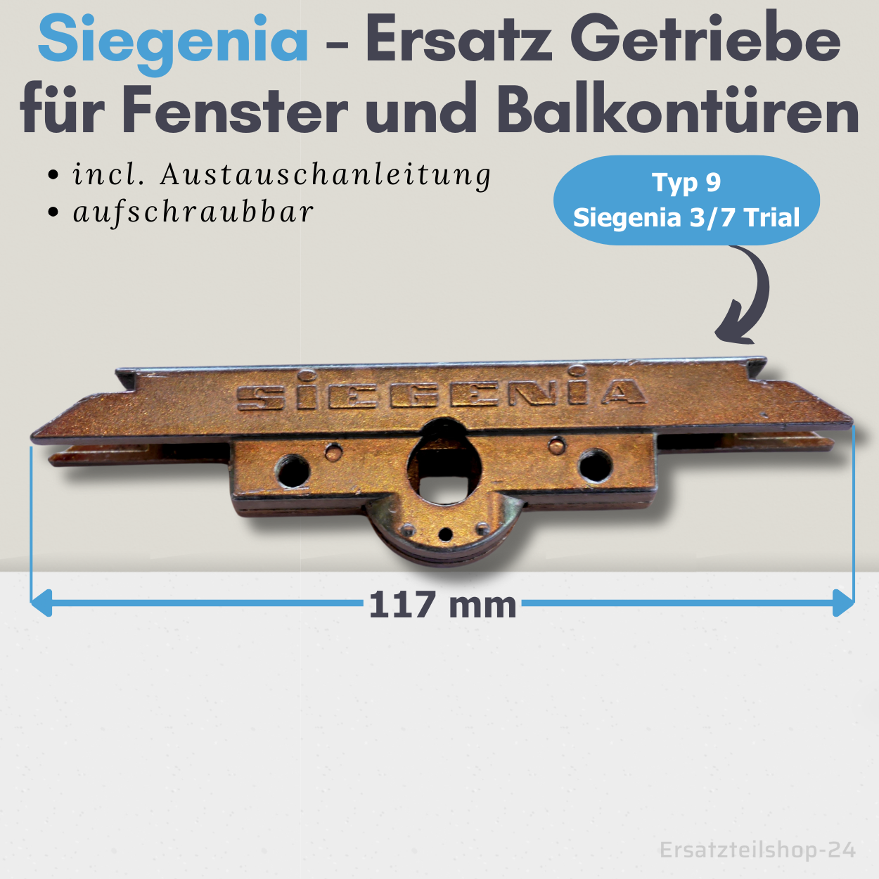 SIEGENIA 3/7 Ersatzteil Getriebe schraubbar f. Beschlag Fenster-Balkontüren