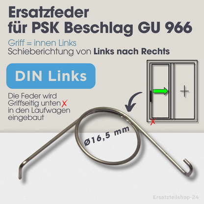 Ersatzfeder für GU PSK 966 Schiebetür, Links / Rechts, für Beschläge GU 966