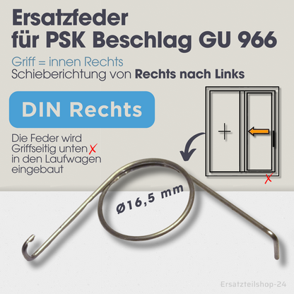 Ersatzfeder für GU PSK 966 Schiebetür, Links / Rechts, für Beschläge GU 966