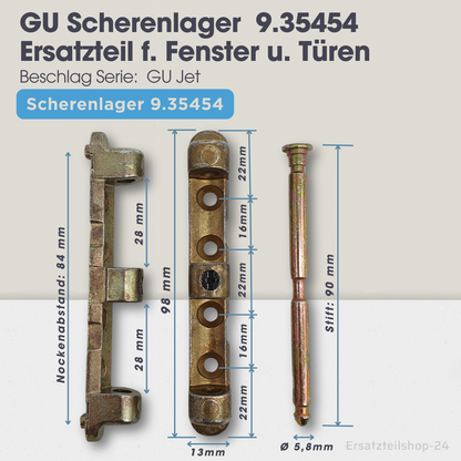 GU Scherenlager 9.35454, opt. mit Abdeckkappe Ersatzteil f. Fenster-Türen Beschlag