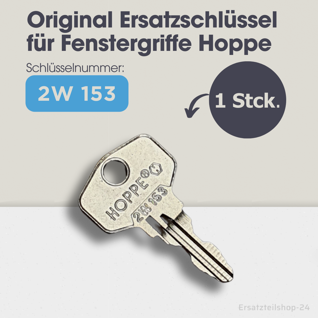 Ersatzschlüssel f. HOPPE Fenstergriffe, H001, 2W153, 2D156