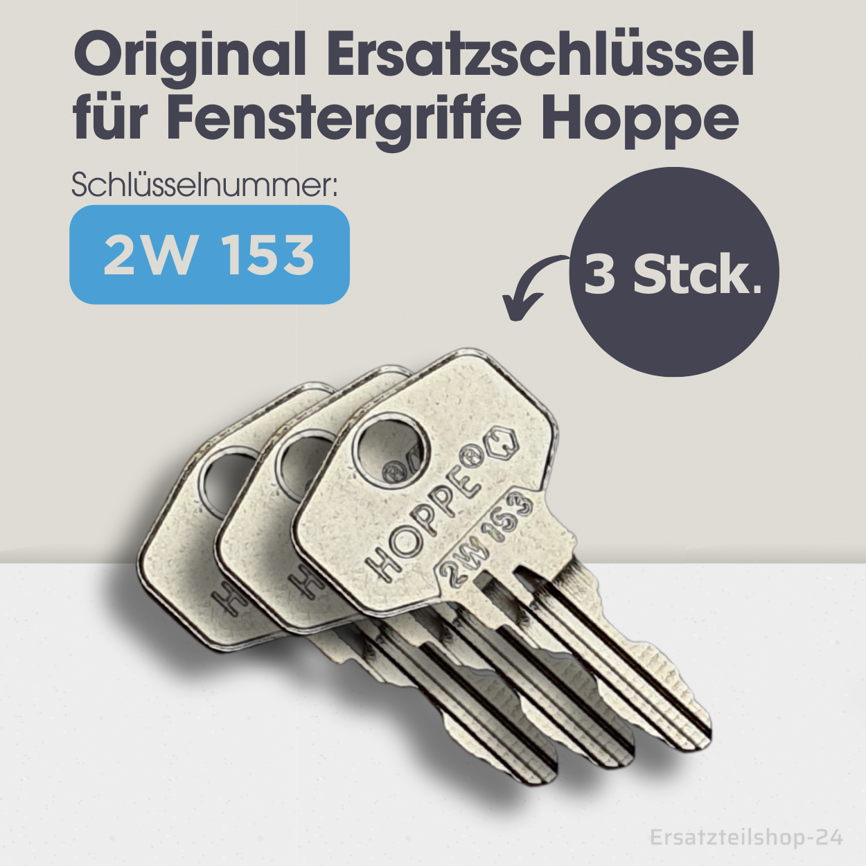 Ersatzschlüssel f. HOPPE Fenstergriffe, H001, 2W153, 2D156