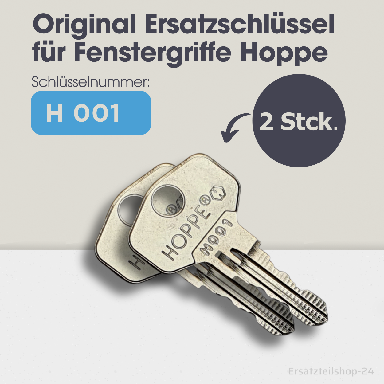 Ersatzschlüssel f. HOPPE Fenstergriffe, H001, 2W153, 2D156