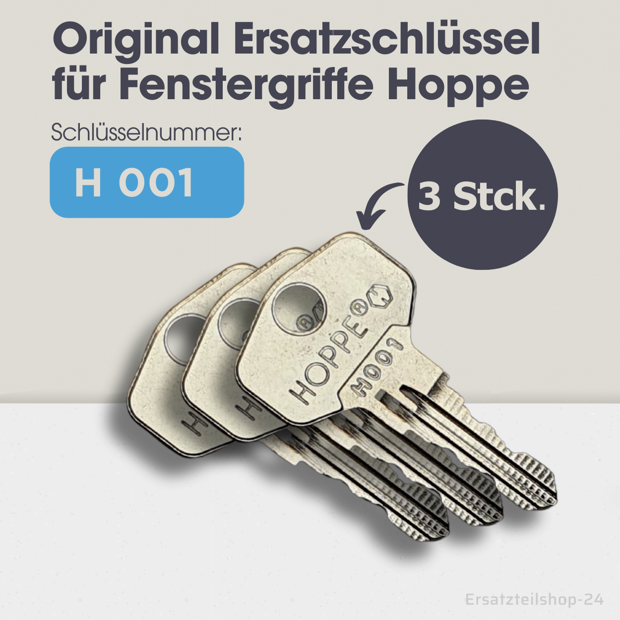 Ersatzschlüssel f. HOPPE Fenstergriffe, H001, 2W153, 2D156