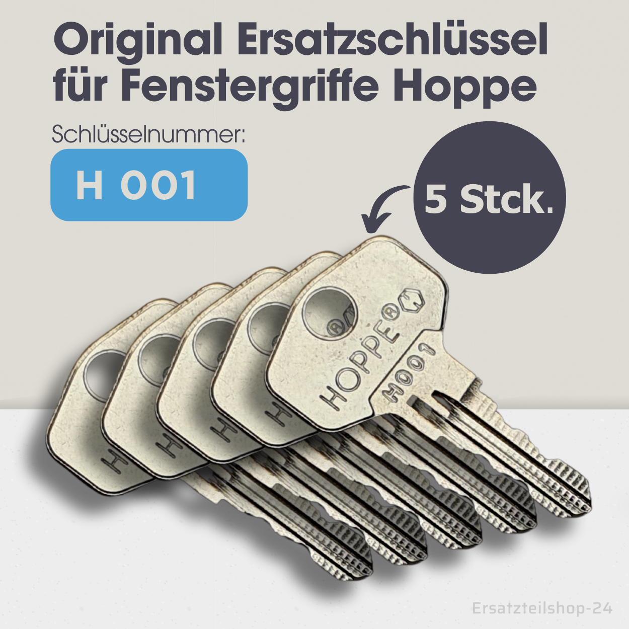 Ersatzschlüssel f. HOPPE Fenstergriffe, H001, 2W153, 2D156