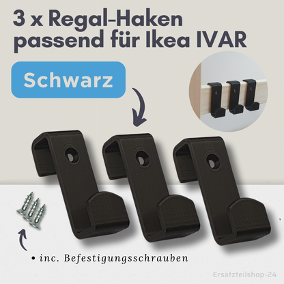 3 Stck. Regalhaken, passend für Regalsystem Ikea IVAR, 4 Farben zur Wahl