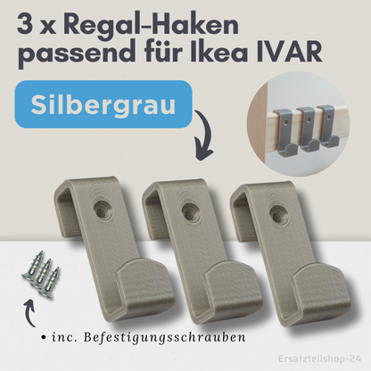 3 Stck. Regalhaken, passend für Regalsystem Ikea IVAR, 4 Farben zur Wahl