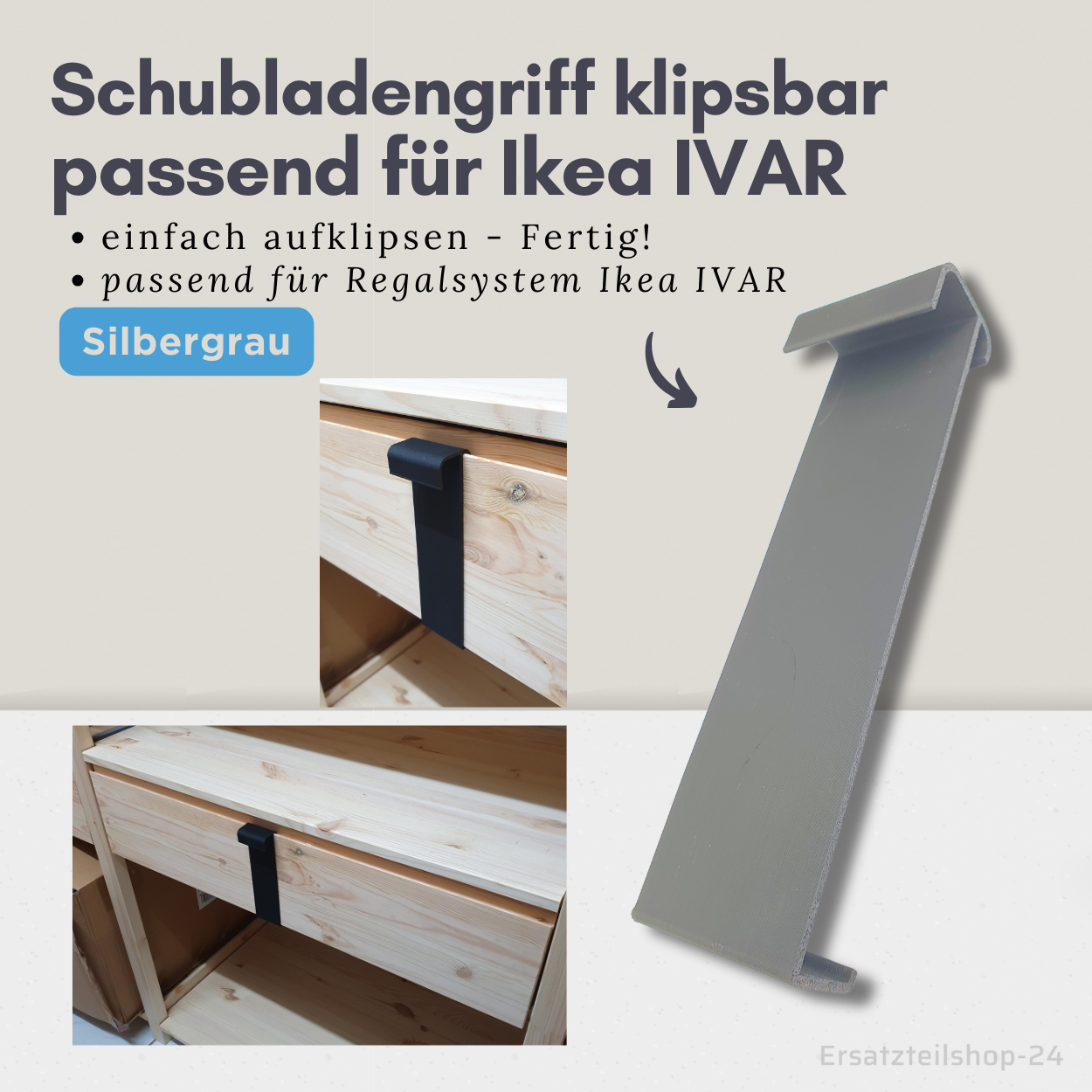 Schubladengriff - klipsbar, passend für IKEA Regalsystem IVAR