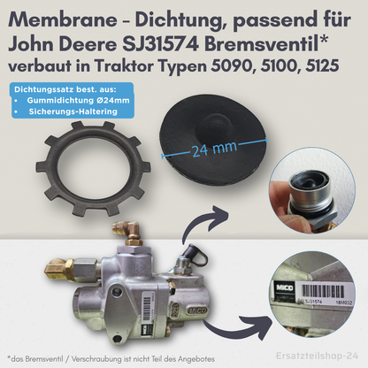 Membrane Dichtung,  passend für MICO SJ31574 Bremsventil, John Deere 5090, 5100, 5125