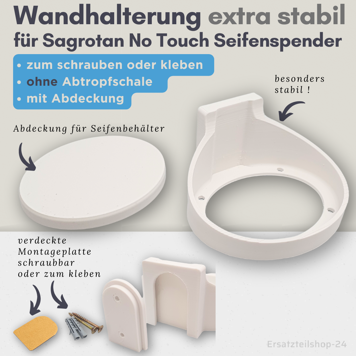 Halter passend für Sagrotan No Touch Seifenspender, extra stabile Wandhalterung