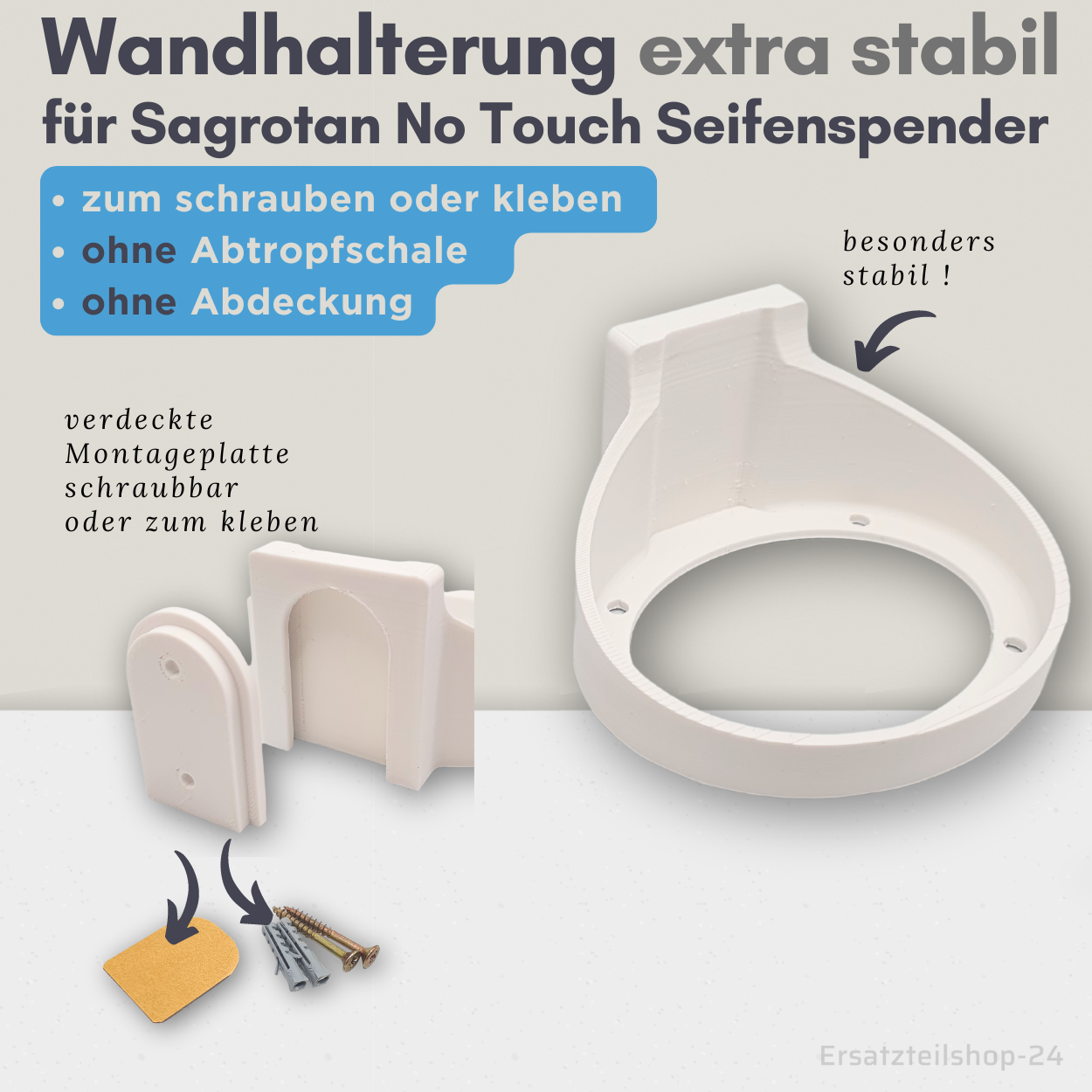 Halter passend für Sagrotan No Touch Seifenspender, extra stabile Wandhalterung