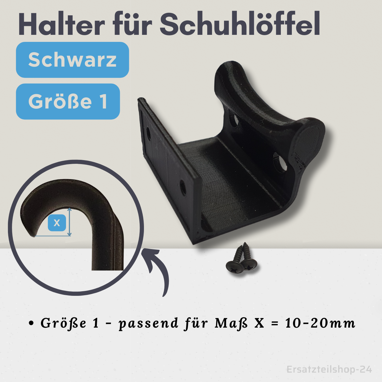 Schuhlöffel-Halter, für Schuhlöffel XXL, schwarz, grau, weiß - incl. Schrauben