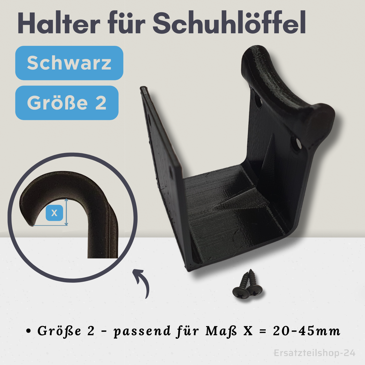 Schuhlöffel-Halter, für Schuhlöffel XXL, schwarz, grau, weiß - incl. Schrauben