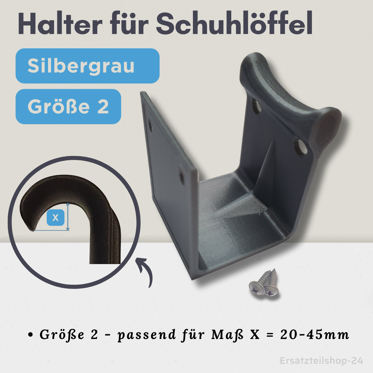 Schuhlöffel-Halter, für Schuhlöffel XXL, schwarz, grau, weiß - incl. Schrauben