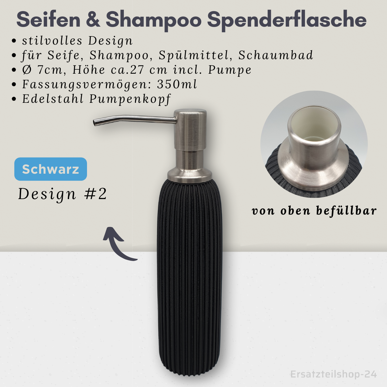 Seifenspender, Spenderflaschen für Shampoo, Schaumbad, Spülmittel - Auswahl 250,350,500ml