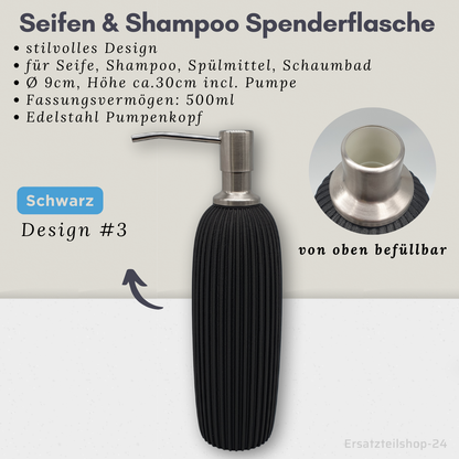 Seifenspender, Spenderflaschen für Shampoo, Schaumbad, Spülmittel - Auswahl 250,350,500ml