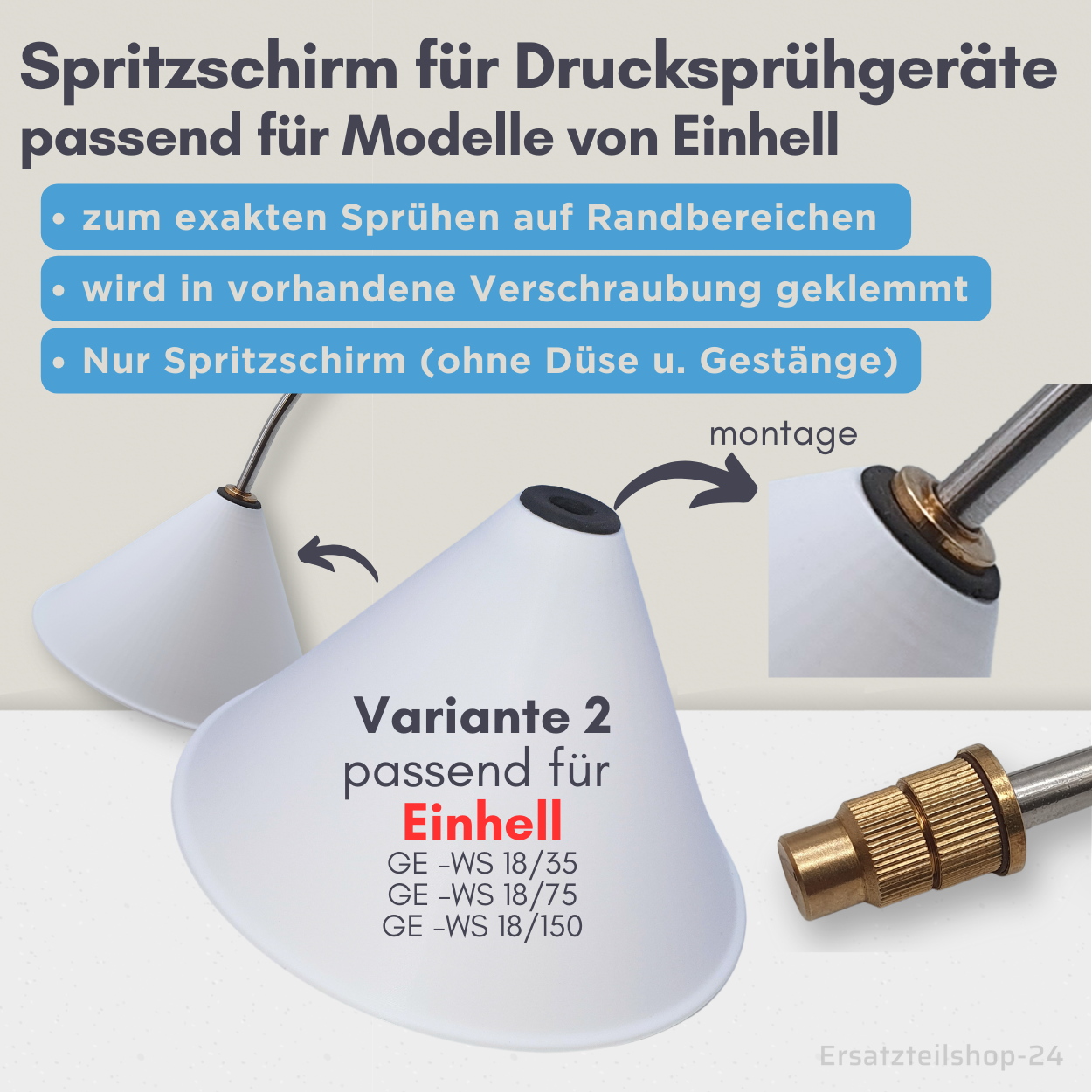 Spritzschirm Rund 160mm, Sprühschirm für EINHELL Unkrautsprühgerät