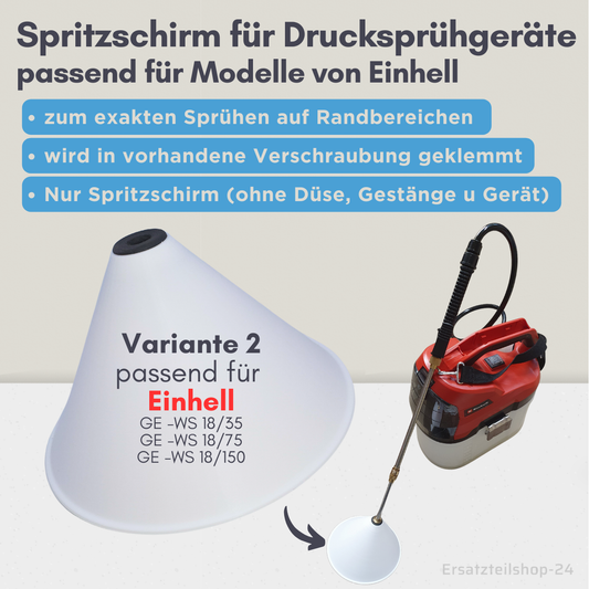 Spritzschirm Rund 160mm, Sprühschirm für EINHELL Unkrautsprühgerät