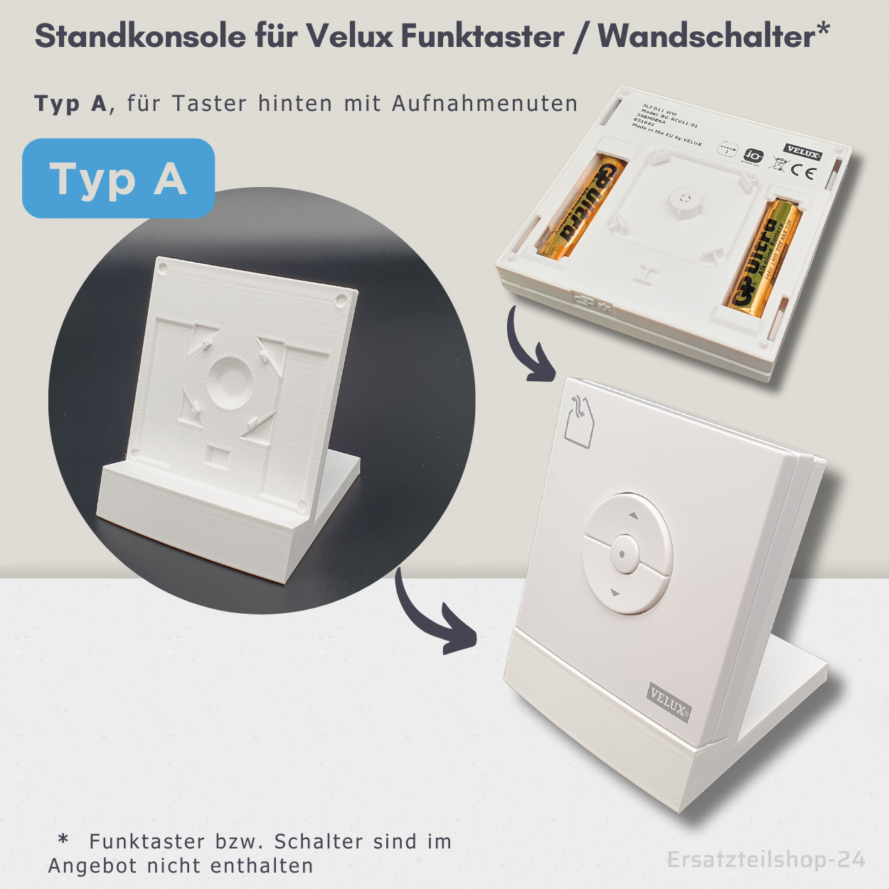 Standkonsole freistehend, passend für VELUX INTEGRA Funk-Wandschalter KLI 310, 311, 312, 313