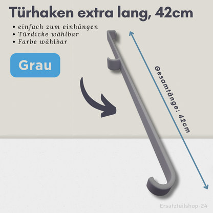 XXL Türhaken - Schrankhaken extra lang, 42cm, Farbe und Türdicke wählbar