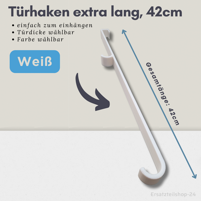 XXL Türhaken - Schrankhaken extra lang, 42cm, Farbe und Türdicke wählbar