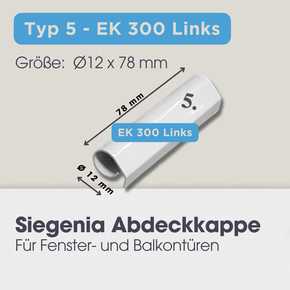 Abdeckkappen für SIEGENIA Fensterbeschläge, LK006, LK221, LK005, EK300, EK211, EK001, EK201